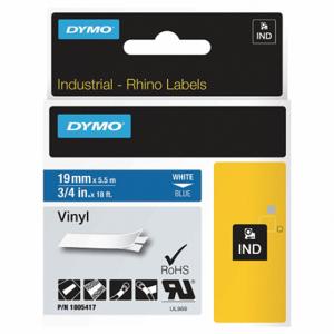 DYMO 1805417 Endlos-Etikettenrollenkartusche, 3/4 Zoll x 18 Fuß, halogenfreies Vinyl, Weiß auf Blau | CR2ZYC 13A927