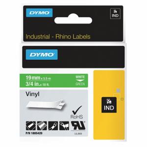 DYMO 1805420 Endlos-Etikettenrollenkartusche, 3/4 Zoll x 18 Fuß, halogenfreies Vinyl, Weiß auf Grün | CR2ZYD 13A924