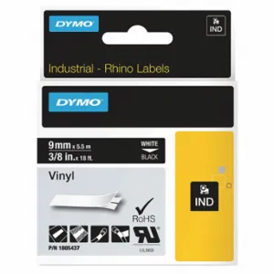 DYMO 1805437 Continuous Label Roll Cartridge, 3/8 Inch X 18 Ft, Halogen Free Vinyl, White On Black | CR2ZYF 13A914