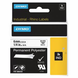 DYMO 1805442 Endlos-Etikettenrollenkartusche, 1/4 Zoll x 18 Fuß, halogenfreies Polyester, Schwarz auf Weiß | CR2ZYA 13A939