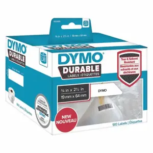 DYMO 1933085 Precut Label Roll, 2 1/2 x 3/4 Inch Size, Polypropylene, White, 450 Labels | CP3YXJ 54DH86