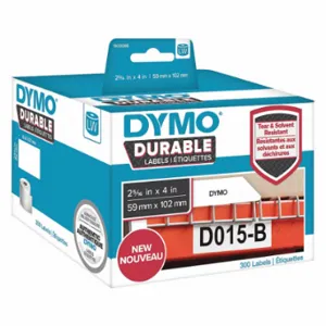 DYMO 1933088 Precut Label Roll, 4 x 2 5/16 Inch Size, Polypropylene, White, 300 Labels | CP3YXL 54DH89