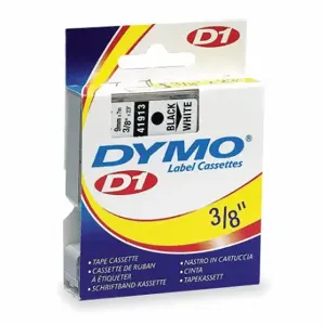 DYMO 41913 Continuous Label Roll Cartridge, 3/8 Inch X 23 Ft, Halogen Free Polyester, Black On White | CP3YWN 6JG35