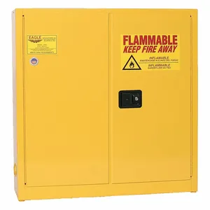 EAGLE 1975X Flammable Safety Cabinet, 24 Gal., 43 Inch x 12 Inch x 44 Inch Size, Yellow, Self-Closing | CE7RNU 55EA78