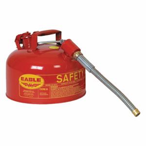 EAGLE U226SX5 Type II Safety Can, For Fla mmables, Galvanized Steel, Red, Includes Hose | CP4AMM 36FM26