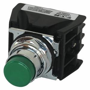 EATON 10250T709G Hazardous Location Push Button With Contacts, Green, 30 mm Size, 2 NC/2 NO, Metal | CJ2KLV 31HK72