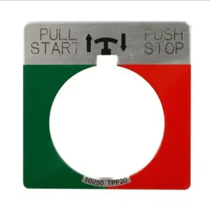 EATON 10250TPP2 Pushbutton Legend Plate Plastic, Red, Legend Pull Start/Push Stop | BJ4ZWC 39R218