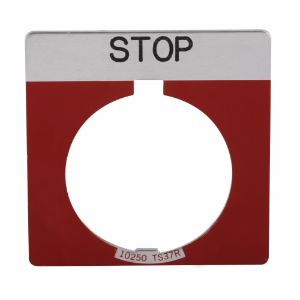 EATON 10250TS37 Pushbutton Legend Plate Square Legend Plate, Red | BJ4ZYV 39R152