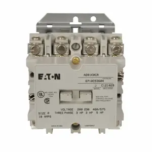 EATON A201K0CA Freedom Nema Motor Control Contactor, Non-Reversing Front Connected Contactors, 18A | BJ7CCW