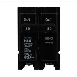 EATON BRH280 Br Thermal Magnetic Circuit Breaker, Type Plug-On Circuit Breaker, 80 A, 22 Kaic | BJ7TMT