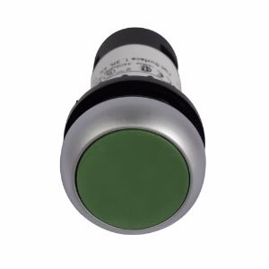 EATON C22-DG-K10 Drucktaster, grün, Kunststoffbetätiger, silberne Blende, 1 Nein, IP 67 | BJ7VBU 20AX24