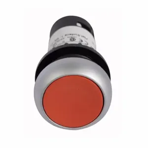 EATON C22-DR-R-K01 Pushbutton, Red, Plastic Actuator, Silver Bezel, 1Nc, Ip 67, Ip69K | BJ7VNE 20AY32