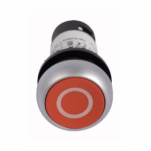 EATON C22-DR-X0-K01 Drucktaster, Ätzung: X0, rot, Kunststoffbetätiger, silberne Blende, 1 Öffner | BJ7VPQ