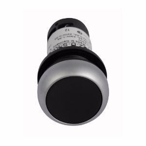 EATON C22-DS-K11 Drucktaster, schwarz, Kunststoffbetätiger, silberne Blende, 1 Nr. 1 Öffner, IP 67 | BJ7VRM