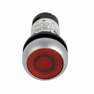 EATON C22-DL-R-X0-K01-120 Drucktaster, beleuchtet, Taste, LED, silberne Blende, bündig, tastend | BJ7VFN 20AX76