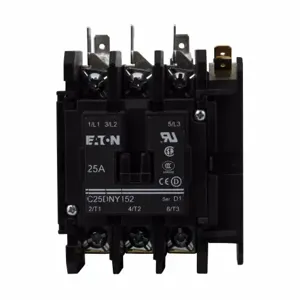 EATON C25DNY152AL Definite Purpose Contactor, 110-120 Vac, 50/60 Hz, 15-50A, Two And Three-Pole, Contactor | BJ8AUF