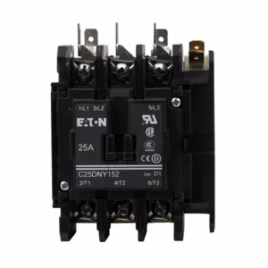 EATON C25DNY152CL Definite Purpose Contactor, Quick, 440-480 Vac, 50/60 Hz, 1No, 1Nc | BJ8AUT