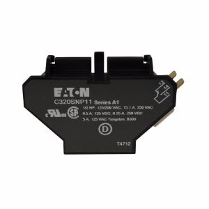 EATON C320SNP11 Snap Switch Design Side Mounted Auxiliary Contact, Open With Metal Mounting Plate | BJ8BZA 49C108