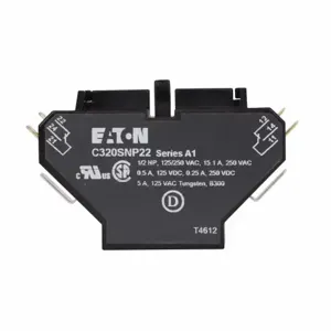 EATON C320SNP22 Snap Switch Design Side Mounted Auxiliary Contact, Open With Metal Mounting Plate | BJ8BYY 49C109