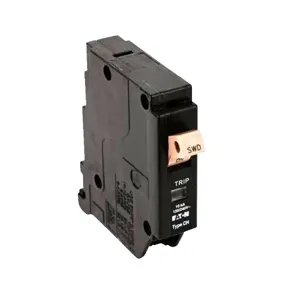 EATON CH110 Circuit Breaker, CH Type, 1 Pole, 10 A, 120 / 240 VAC, 10 kAIC | CE6GGC