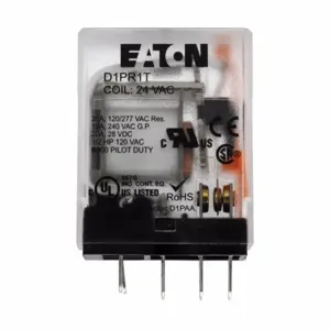 EATON D1PR1R1 D1 General Purpose Plug-In Relayain Cover, 12 Vdc Coil, 188 Ohms Resistance | BJ2CEX