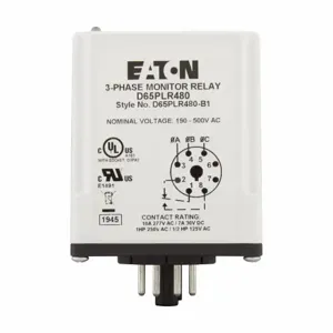 EATON D65PLR480 D65 Phase Loss Reversal Monitoring Relay, 240-480V Voltage Rating, Plug-In Octal | BJ2CYV