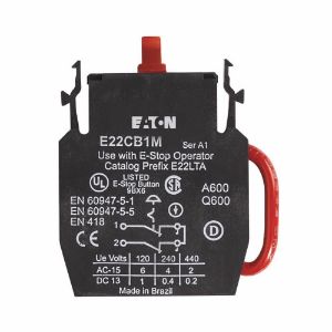 EATON E22CB1 E22 Pushbutton Contact Block, 22.5 Mm, Non-Metallic Heavy-Duty | BJ2QDK