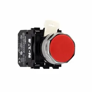 EATON E22P2 Pushbutton, Red, Plastic Actuator, Chrome Bezel, 1No | BJ2QPV