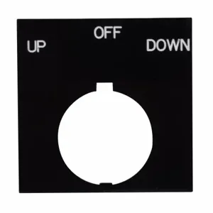 EATON E34LP51 E34 Pushbutton Legend Plate, E34, Square 3-Position Legend Plate, Plastic, Black | BJ2XVC