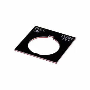 EATON E34PP5 E34 Pushbutton Legend Plate, E34, Square Legend Plate, Plastic, Black | BJ2XYX