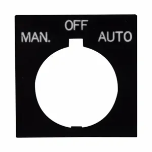 EATON E34SP49 E34 Pushbutton Legend Plate, E34, Square 3-Position Legend Plate, Plastic, Black | BJ2YDZ