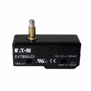 EATON E47BML03 Precision Limit Switch, E47, Extended Plunger, Solder Lugs, 15A At 250 Vac, 6A At 30 Vdc | BJ2ZAQ