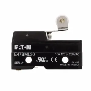 EATON E47BML30 Precision Limit Switch, E47, Roller Lever, Solder Lugs, 15A At 250 Vac, 6A At 30 Vdc | BJ2ZAZ