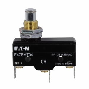 EATON E47BMT04 Precision Limit Switch, E47, Extended Straight Plunger, Spade Terminals, 15A At 250 Vac | BJ2ZBY
