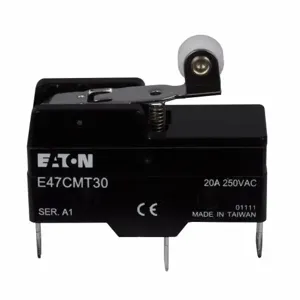 EATON E47CMT30 Precision Limit Switch, E47, Roller Lever, Spade Terminals, 20A At 250 Vac, 6A At 30 Vdc | BJ2ZDL