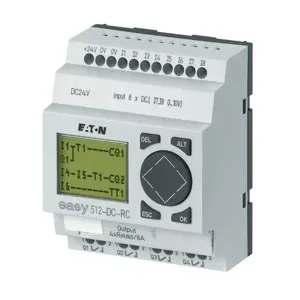 EATON EASY512-DC-RC Easy Programmable Relays, Control Rel Relay, Includes Clock And Display, 24 Vdc | BJ3EUX