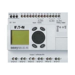 EATON EASY820-DC-RC Einfach programmierbares Relais, 800, 24 V DC, 12 digitale Eingänge, 6 Relais, 1 analoger Ausgang | BJ3EWK