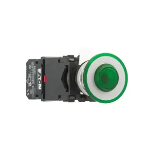 EATON EM22GD3 Pushbutton Non-Metallic Heavy-Duty Actuator Push-Pull Operator, St And ard Actuator, Green, Metal | BH9DVF