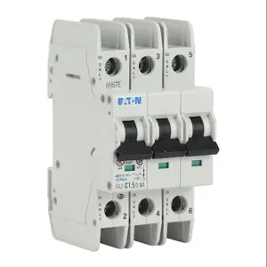 EATON FAZ-C1P5-3-NA Miniature Circuit Breaker, Current-Limiting, 1.5A, 480Y/ 277 VAC/ 96 VDC, 3-Pole, C Curve | CV6NGG