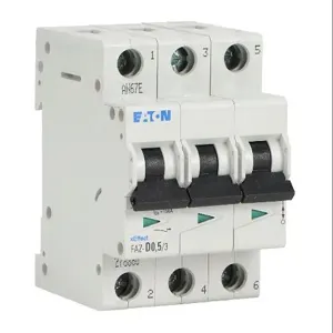 EATON FAZ-D0P5-3 Miniature Supplementary Protector, 0.5A, 480Y/ 277 VAC/ 96 VDC, 3-Pole, D Curve | CV6UXD