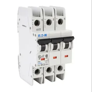 EATON FAZ-D1P5-3-NA-L Miniature Circuit Breaker, Current-Limiting, 1.5A, 240 VAC/ 96 VDC, 3-Pole, D Curve | CV6NHV