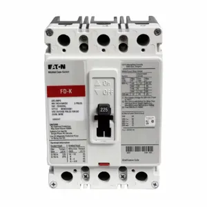 EATON FD3225-GR1 Molded Case Circuit Breaker, 240/480/600 VAC/250 VDC, 225 A, 10/18/35/65 kA Interrupt | BH9MDD