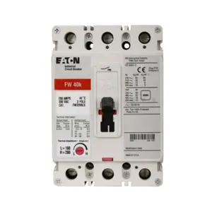 EATON FW3020JVL C Complete Molded Case Circuit Breaker, F-Frame, Fw, Adjustable Thermal | BH9RNZ