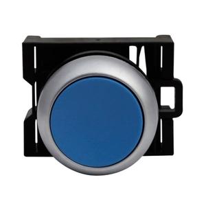 EATON M22-DB Drucktaster, blaues Betätigungselement, silberne Blende, IP67, IP69K, nicht beleuchtet | BH4RDE