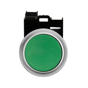 EATON M22-DG-K11-P Drucktaster, Ätzung: Nein, frühes Fabrikat, grünes Betätigungselement, silberne Blende | BH4RFF