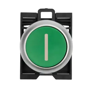 EATON M22-D-G-X1 Pushbutton, Etching: X1, Green Actuator, Silver Bezel, Ip67, Ip69K | BH4RGB