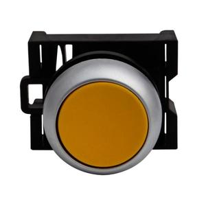 EATON M22-D-Y Pushbutton, Yellow Actuator, Silver Bezel, Ip67, Ip69K, Non-Illuminated | BH4RPG