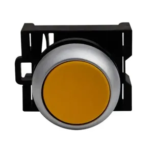 EATON M22-DR-Y Pushbutton, Yellow Actuator, Silver Bezel, Ip67, Ip69K, Non-Illuminated | BH4RNR