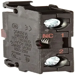 EATON M22-K01 M22 Contact Block, 22.5 Mm, Front, Screw, Button: Black, Nc, Ip66, Nema 4X | BH4RRM 30XE82