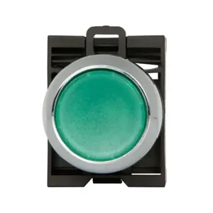 EATON M22M-DL-G-K10-G Pushbutton, 22.5 Mm, Illuminated, Metal, Momentary, Green, 1No, Green | BH4RYA